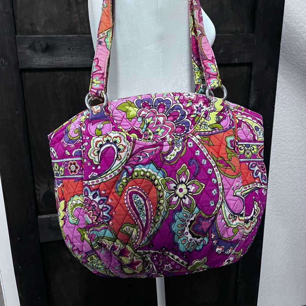 Vera Bradley Pink and Orange Shoulder Bag with Paisley Pattern